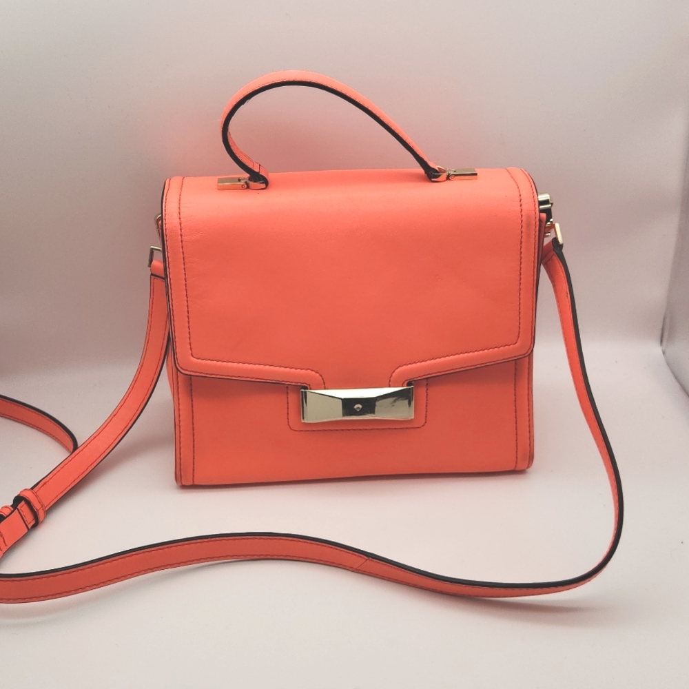 KATE SPADE Carroll Park Penelope Leather satchel Handbag Surprise Coral